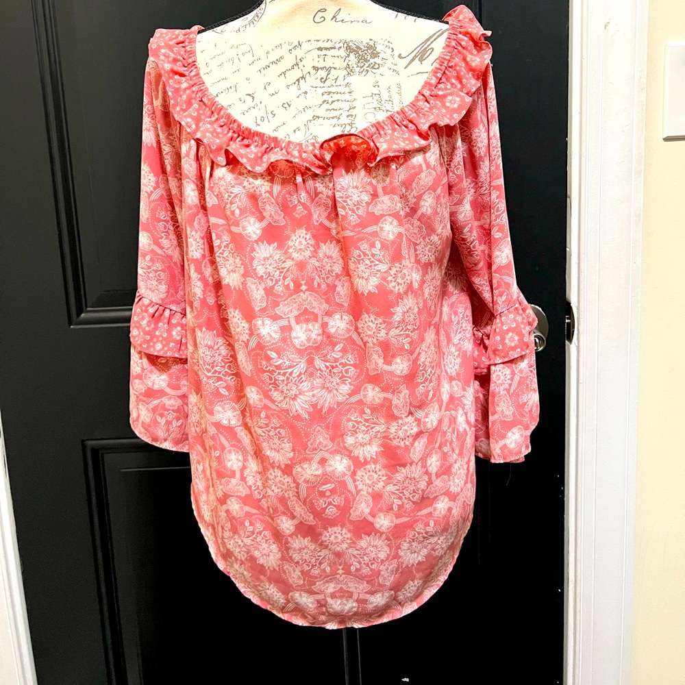 GAP XL Floral Pink Women's Flowy Blouse